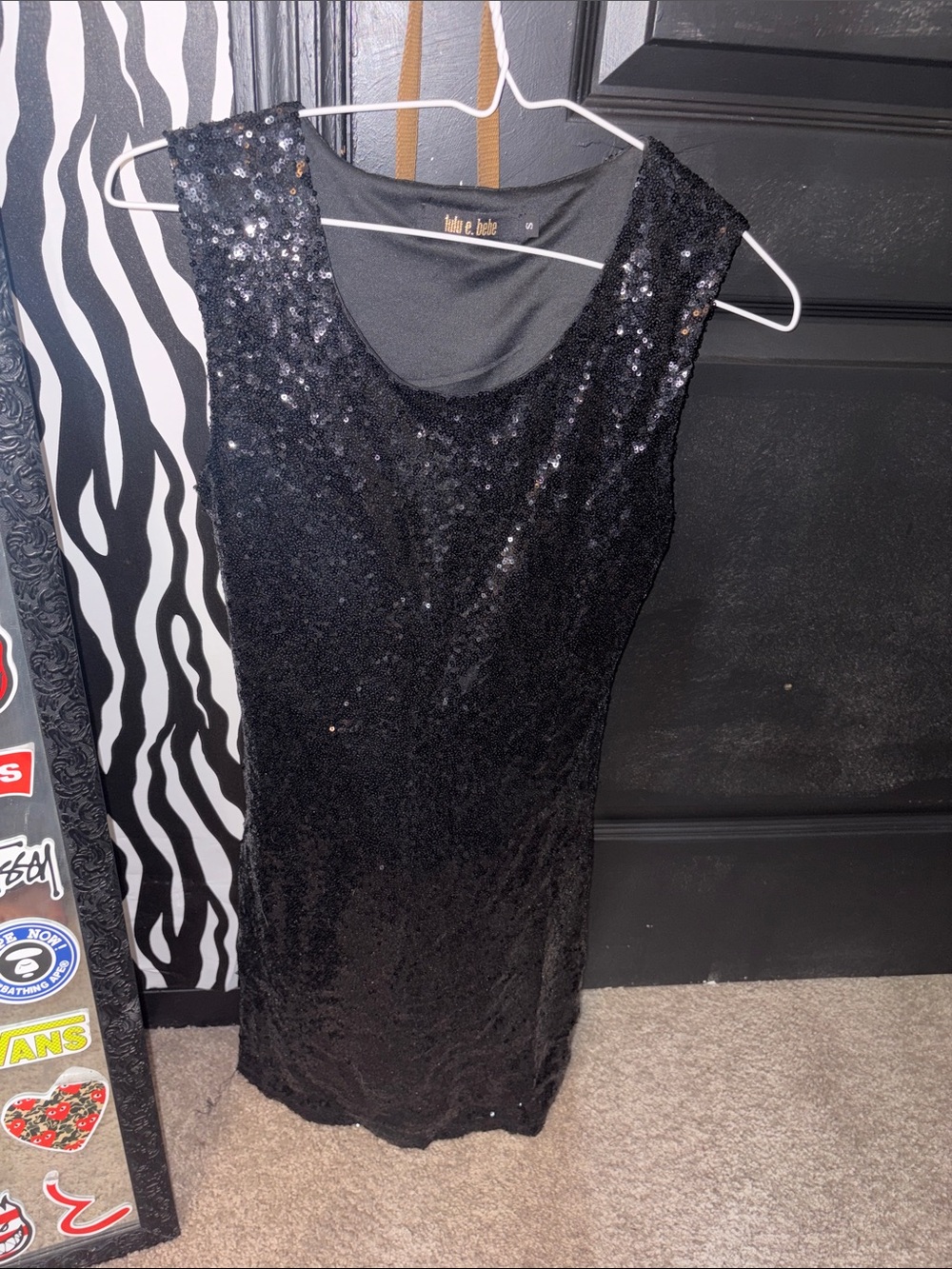 White House Black Market Black Sequin Sheath Mini Dress